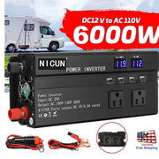 DURAFORCE 6000W Power Inverter DC 12V - 110V AC Car RV Sine Wave Solar Converter LCD