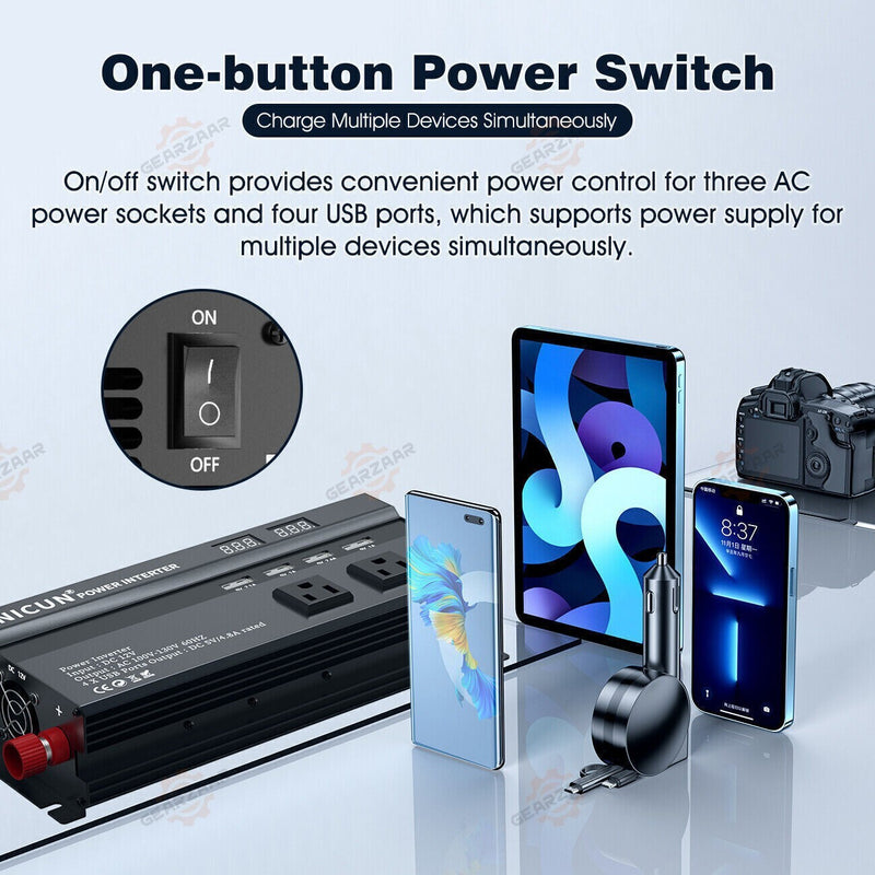 DURAFORCE 6000W Power Inverter DC 12V - 110V AC Car RV Sine Wave Solar Converter LCD