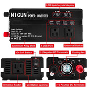 DURAFORCE 6000W Power Inverter DC 12V - 110V AC Car RV Sine Wave Solar Converter LCD