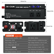 DURAFORCE 6000W Power Inverter DC 12V - 110V AC Car RV Sine Wave Solar Converter LCD