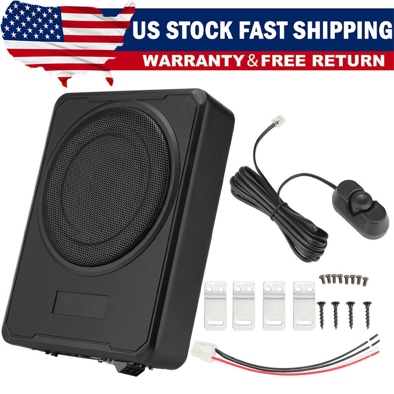 DURAFORCE 10''inch Car Under-Seat Active Subwoofer Power Amplifier Bass Slim Speaker Black