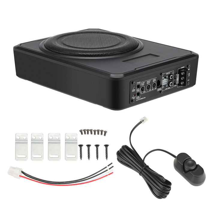 DURAFORCE 10''inch Car Under-Seat Active Subwoofer Power Amplifier Bass Slim Speaker Black