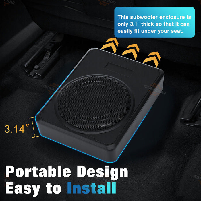 DURAFORCE 10''inch Car Under-Seat Active Subwoofer Power Amplifier Bass Slim Speaker Black