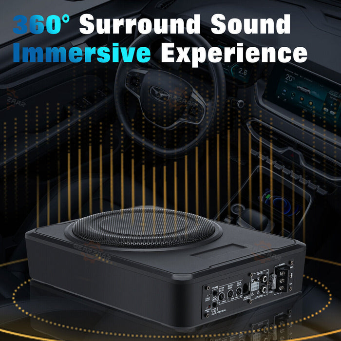 DURAFORCE 10''inch Car Under-Seat Active Subwoofer Power Amplifier Bass Slim Speaker Black