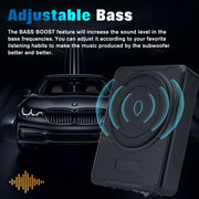 DURAFORCE 10''inch Car Under-Seat Active Subwoofer Power Amplifier Bass Slim Speaker Black