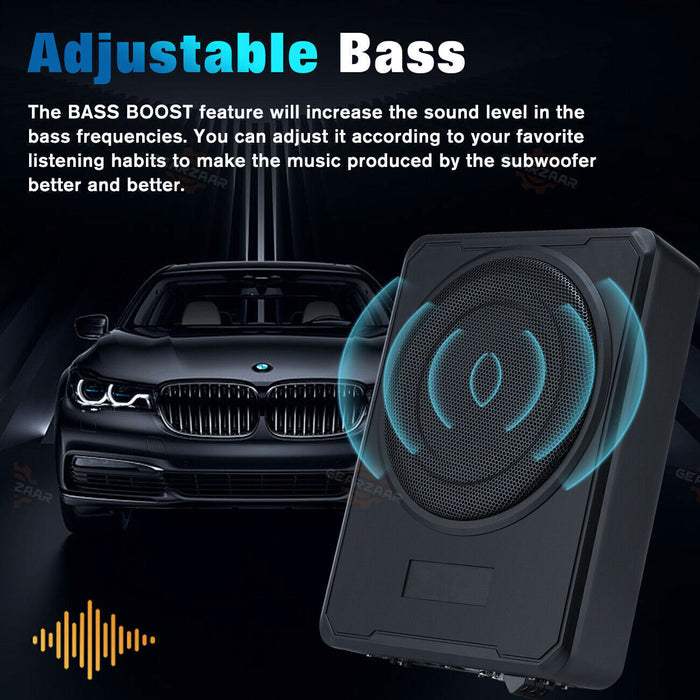 DURAFORCE 10''inch Car Under-Seat Active Subwoofer Power Amplifier Bass Slim Speaker Black