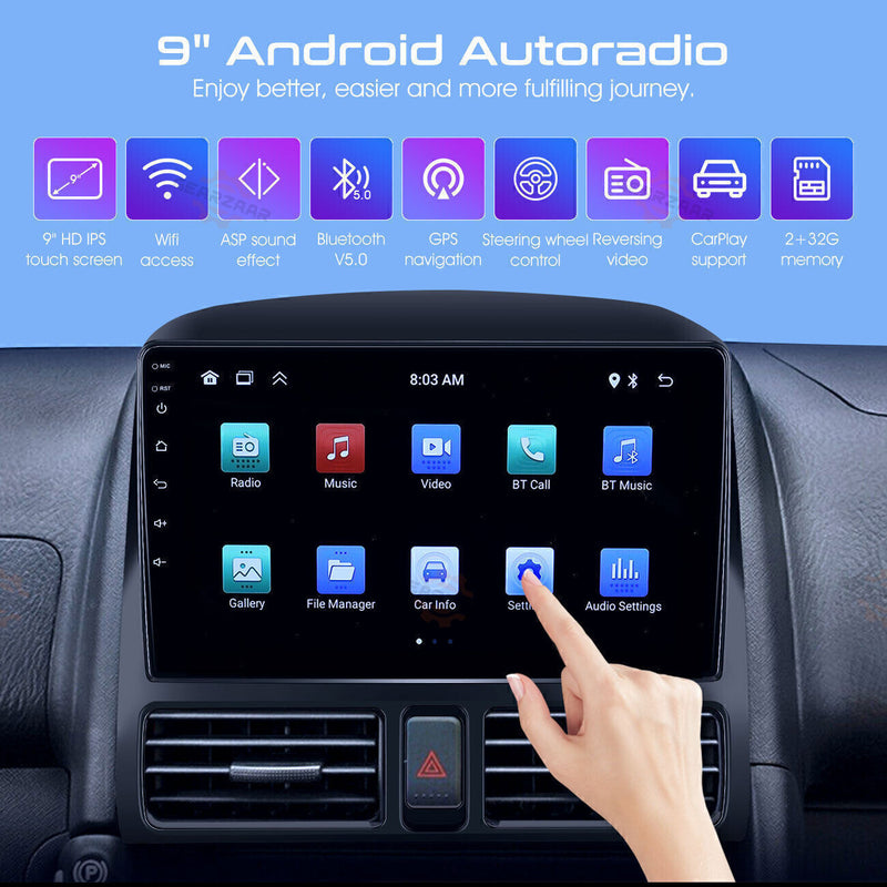 DURAFORCE For Honda CRV-2 2001-2006 Android 12 Apple Carplay Car Stereo Radio GPS WIFI BT