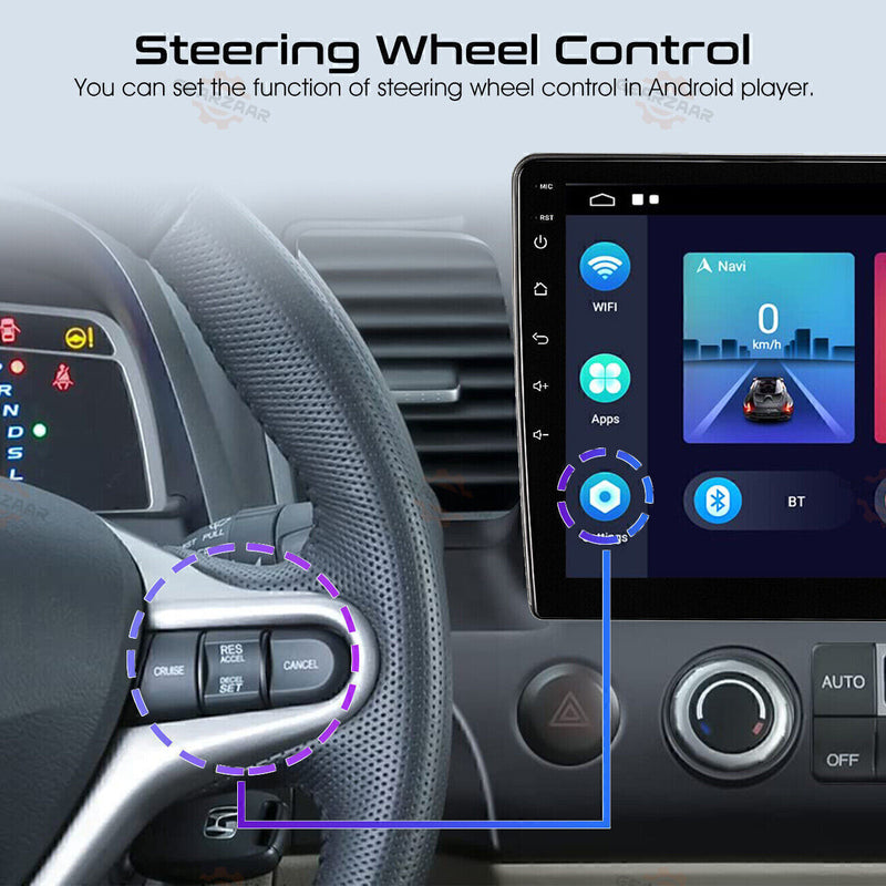 DURAFORCE Apple CarPlay Android 12 Car Stereo Radio GPS WiFi Fit For Honda Civic 2006-2011