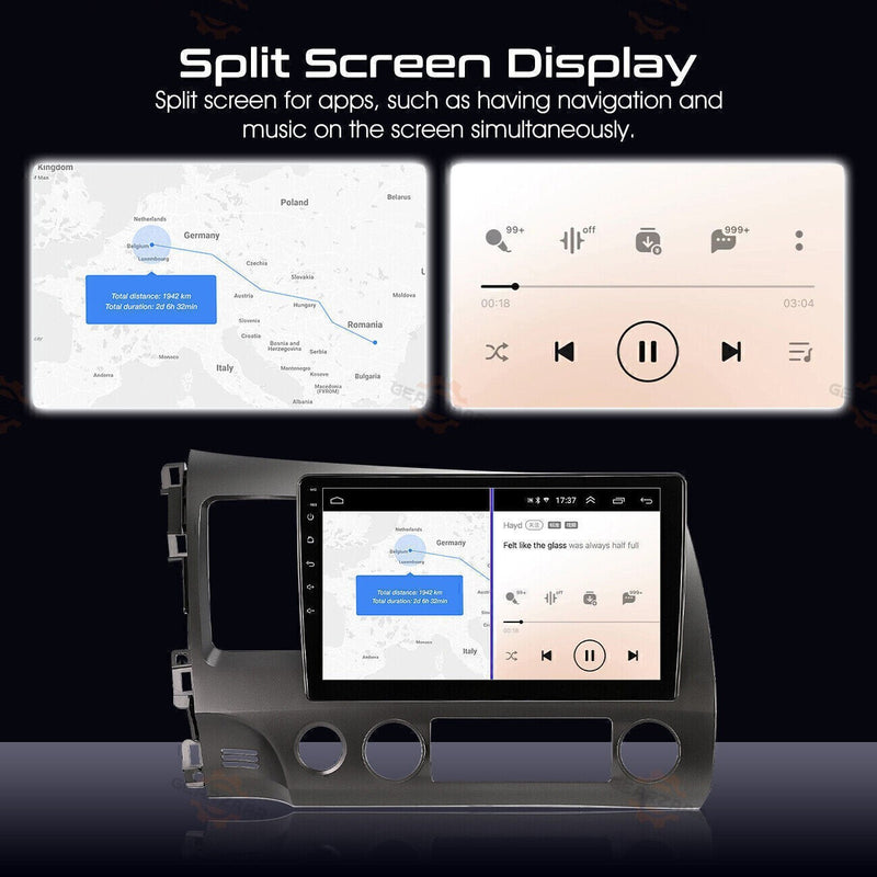 DURAFORCE Apple CarPlay Android 12 Car Stereo Radio GPS WiFi Fit For Honda Civic 2006-2011