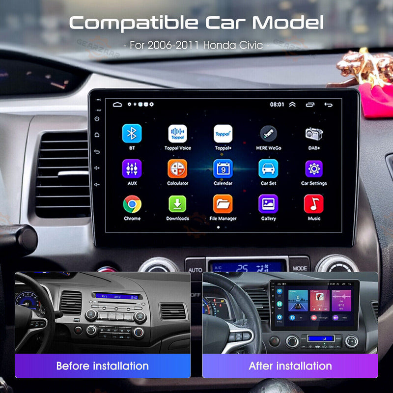 DURAFORCE Apple CarPlay Android 12 Car Stereo Radio GPS WiFi Fit For Honda Civic 2006-2011