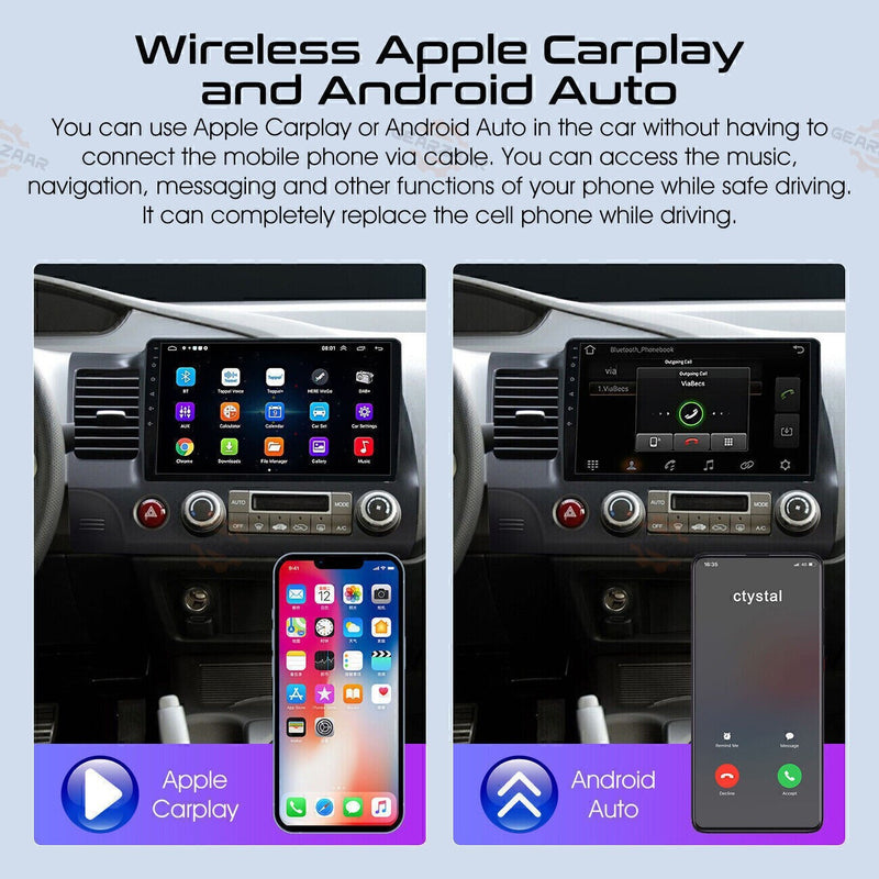 DURAFORCE Apple CarPlay Android 12 Car Stereo Radio GPS WiFi Fit For Honda Civic 2006-2011
