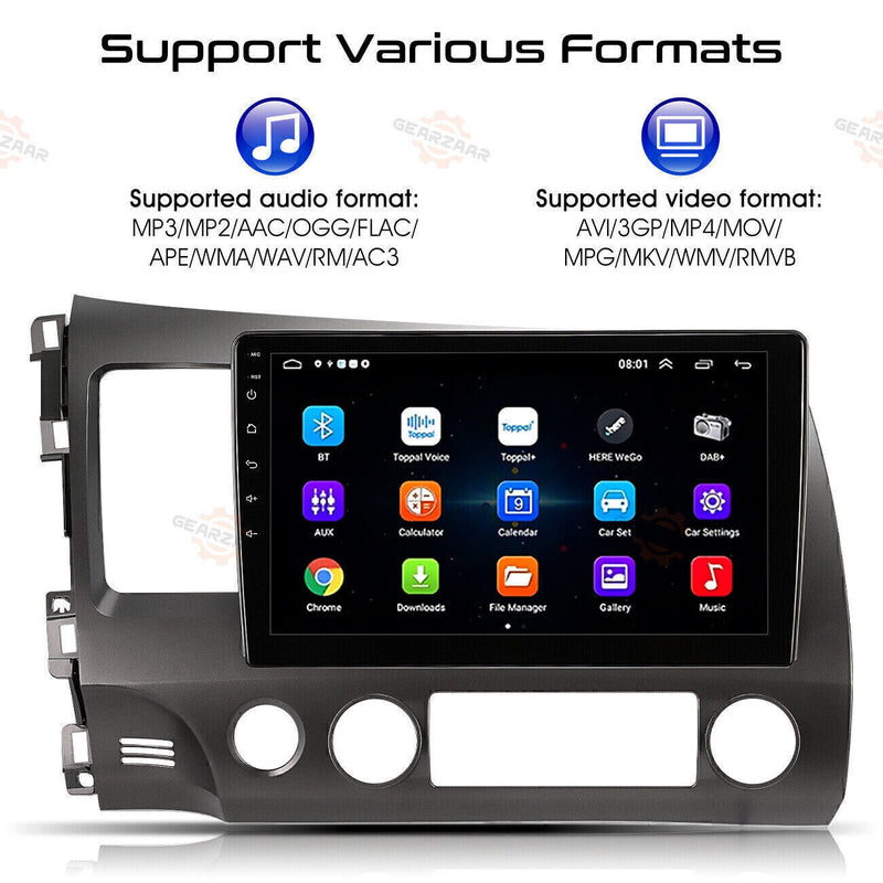 DURAFORCE Apple CarPlay Android 12 Car Stereo Radio GPS WiFi Fit For Honda Civic 2006-2011