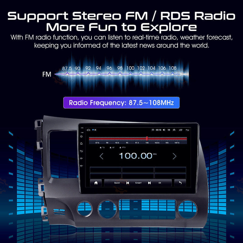 DURAFORCE Apple CarPlay Android 12 Car Stereo Radio GPS WiFi Fit For Honda Civic 2006-2011