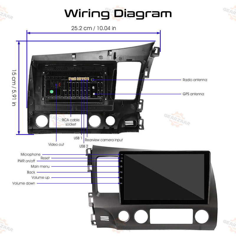 DURAFORCE Apple CarPlay Android 12 Car Stereo Radio GPS WiFi Fit For Honda Civic 2006-2011