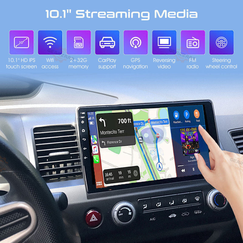 DURAFORCE Apple CarPlay Android 12 Car Stereo Radio GPS WiFi Fit For Honda Civic 2006-2011
