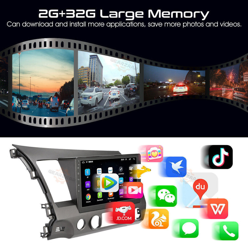 DURAFORCE Apple CarPlay Android 12 Car Stereo Radio GPS WiFi Fit For Honda Civic 2006-2011