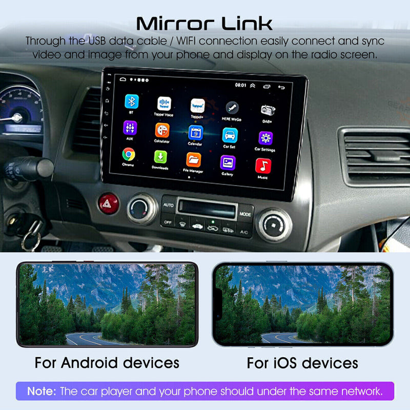 DURAFORCE Apple CarPlay Android 12 Car Stereo Radio GPS WiFi Fit For Honda Civic 2006-2011
