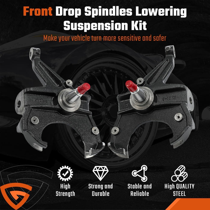 DURAFORCE 2.5" Front Drop Spindles Lowering Kit w/1.25" Rotor For Chevy C10 2WD 1973-1987