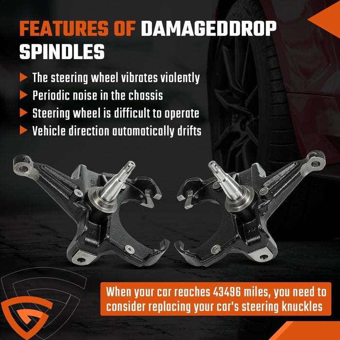 DURAFORCE 2.5" Front Drop Spindles Lowering Kit w/1.25" Rotor For Chevy C10 2WD 1973-1987