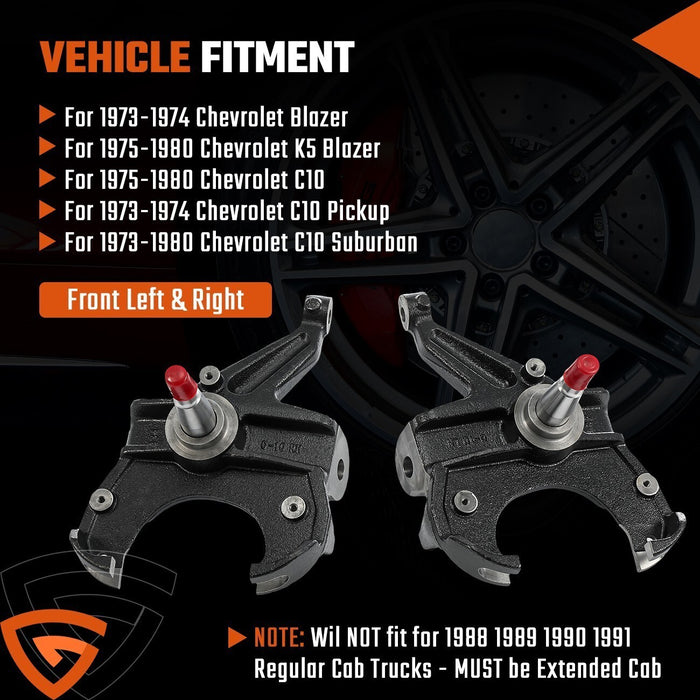 DURAFORCE 2.5" Front Drop Spindles Lowering Kit w/1.25" Rotor For Chevy C10 2WD 1973-1987