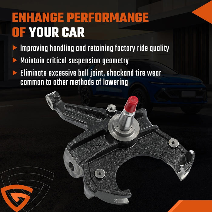 DURAFORCE 2.5" Front Drop Spindles Lowering Kit w/1.25" Rotor For Chevy C10 2WD 1973-1987