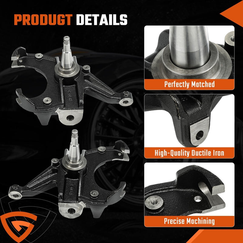 DURAFORCE 2.5" Front Drop Spindles Lowering Kit w/1.25" Rotor For Chevy C10 2WD 1973-1987