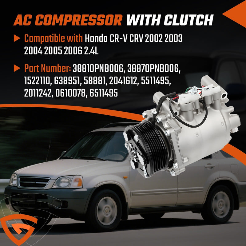 DURAFORCE For 2002 2003-2006 Honda CR-V CRV 2.4L A/C AC Compressor w/ Clutch 10345240 US
