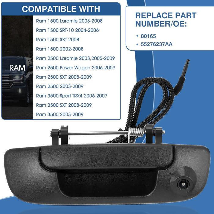 DURAFORCE !55276237AA Tailgate Handle Backup Camera For 2002-2008 Dodge Ram 1500 2500 3500