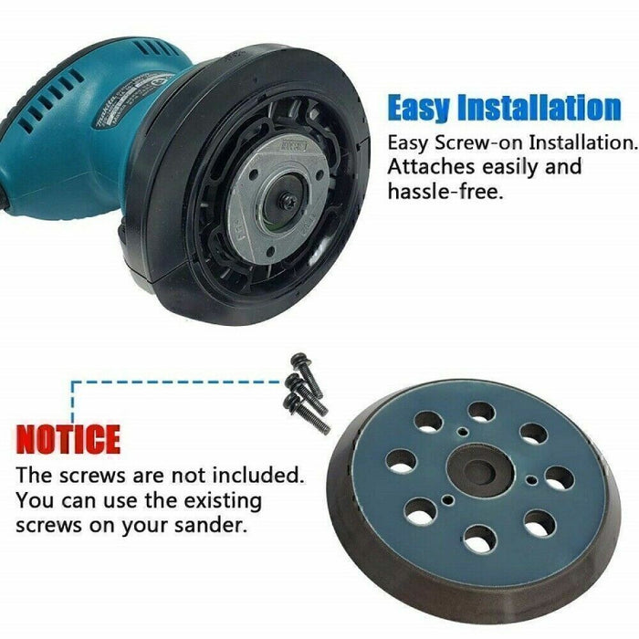 DURAFORCE 5 Inch 125mm 8 Hole Orbital Sander Replacement Spare Base Sanding Backing Pad