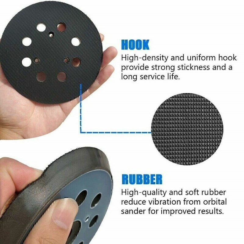 DURAFORCE 5 Inch 125mm 8 Hole Orbital Sander Replacement Spare Base Sanding Backing Pad