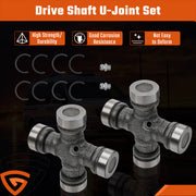 DURAFORCE 2x Premium Driveshaft Universal Joints Pair Front / Rear Moog 534G Greaseable