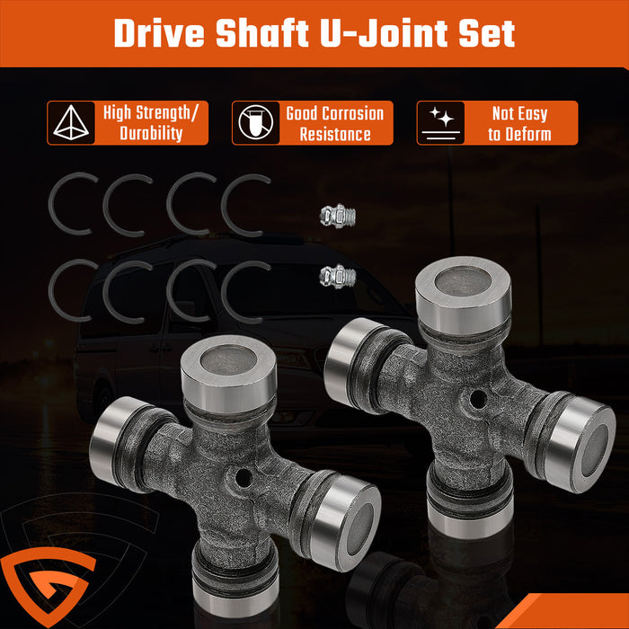 DURAFORCE 2x Premium Driveshaft Universal Joints Pair Front / Rear Moog 534G Greaseable