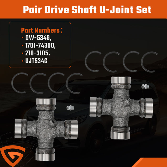 DURAFORCE 2x Premium Driveshaft Universal Joints Pair Front / Rear Moog 534G Greaseable