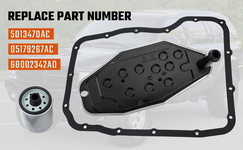 DURAFORCE Transmission Fluid Filter Gasket Kit 5013470AC For Dodge Ram 1500 45RFE Yfnejesq