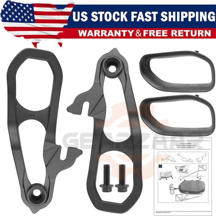 DURAFORCE For 2019-2023 Dodge Ram 1500 DT Front Black Tow Hooks Left +Right w/Hardware Kit