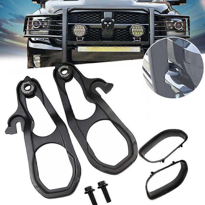DURAFORCE For 2019-2023 Dodge Ram 1500 DT Front Black Tow Hooks Left +Right w/Hardware Kit