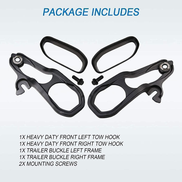 DURAFORCE For 2019-2023 Dodge Ram 1500 DT Front Black Tow Hooks Left +Right w/Hardware Kit