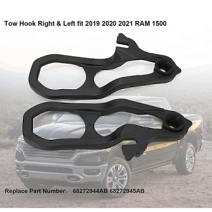 DURAFORCE For 2019-2023 Dodge Ram 1500 DT Front Black Tow Hooks Left +Right w/Hardware Kit