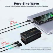 DURAFORCE Power Inverter 2000W 4000W 12V DC to 110V 120V AC LCD Cable Car Boat RV D Auto