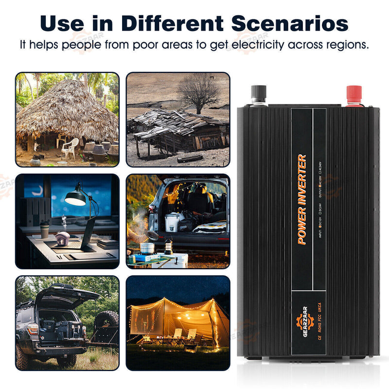 DURAFORCE Power Inverter 2000W 4000W 12V DC to 110V 120V AC LCD Cable Car Boat RV D Auto