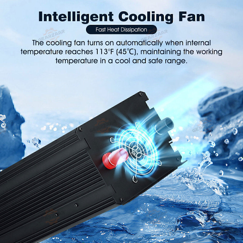 DURAFORCE Power Inverter 2000W 4000W 12V DC to 110V 120V AC LCD Cable Car Boat RV D Auto