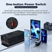 DURAFORCE Power Inverter 2000W 4000W 12V DC to 110V 120V AC LCD Cable Car Boat RV D Auto
