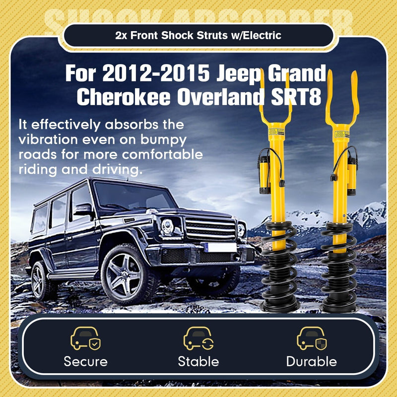 DURAFORCE 2 Front Shock Struts w/ Electric For Jeep Grand Cherokee Overland SRT8 2012-2015