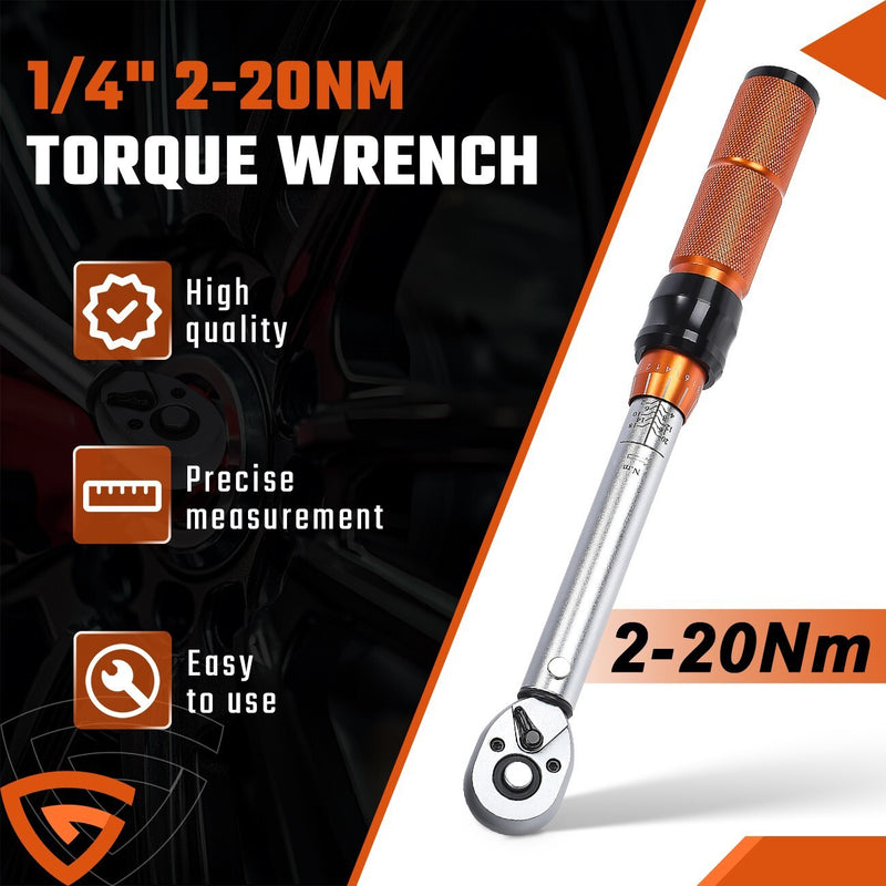 DURAFORCE Torque Wrench tool 1/4" Drive 2-20Nm Bicycle Ratchet Adjustable w/Box Calibrated
