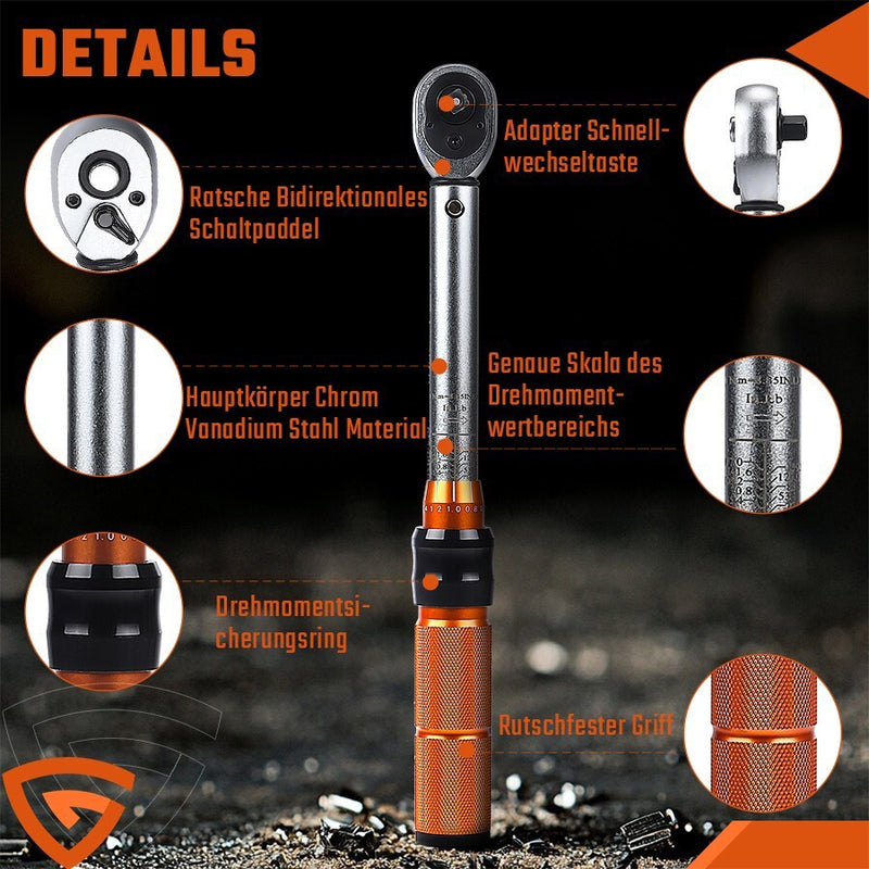 DURAFORCE Torque Wrench tool 1/4" Drive 2-20Nm Bicycle Ratchet Adjustable w/Box Calibrated