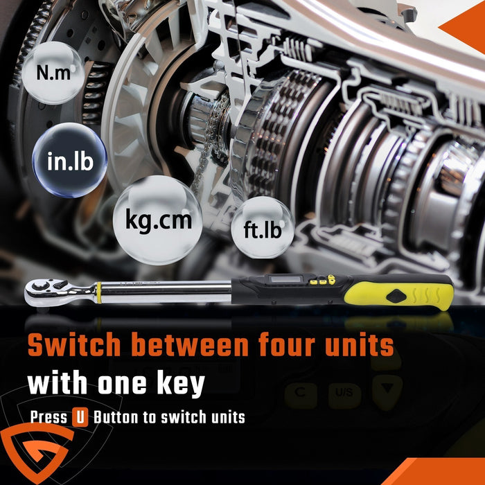 DURAFORCE Digital Torque Wrench Adjustable Electric Torque Wrench-tool 1/2" Drive 10-200NM