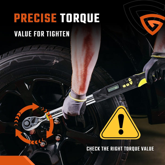 DURAFORCE Digital Torque Wrench Adjustable Electric Torque Wrench-tool 1/2" Drive 10-200NM