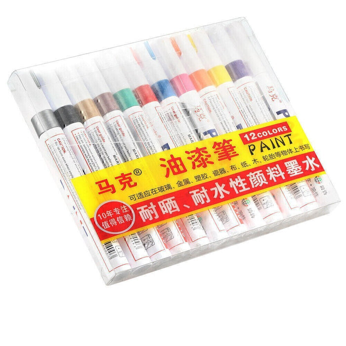 DURAFORCE 12Pcs Waterproof Permanent Paint Marker Pen Car Tyre Tire Tread Rubber Metal Ne!