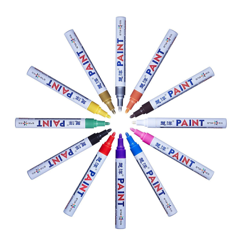DURAFORCE 12PCS Waterproof Permanent Paint Marker Pens Car Tires Rubber Metal Tread-Safe