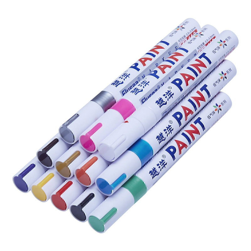 DURAFORCE 12PCS Waterproof Permanent Paint Marker Pens Car Tires Rubber Metal Tread-Safe